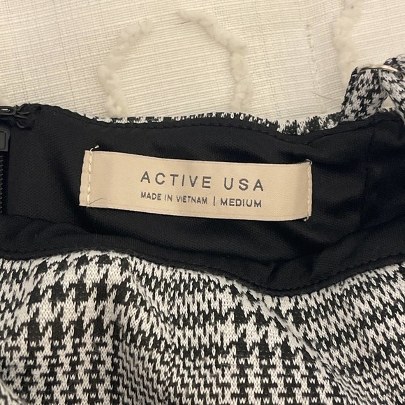 Active USA Black & White Plaid Shift Dress Adj Spaghetti Straps‎ Medium - Picture 3 of 5